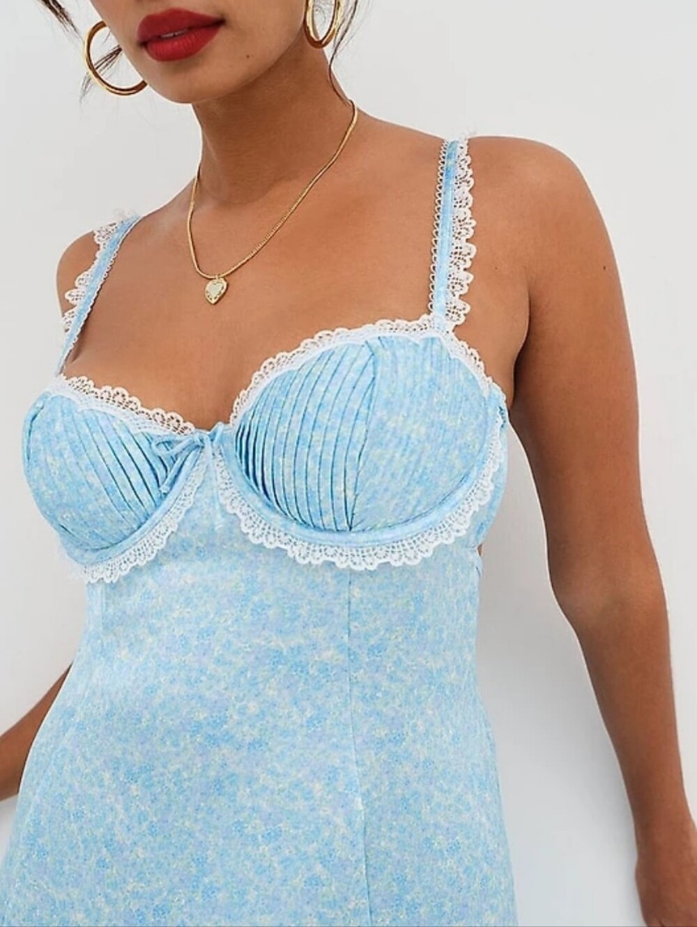 For Love & Lemons Pastel Blue Daisy Slip Dress - Picture 2 of 14